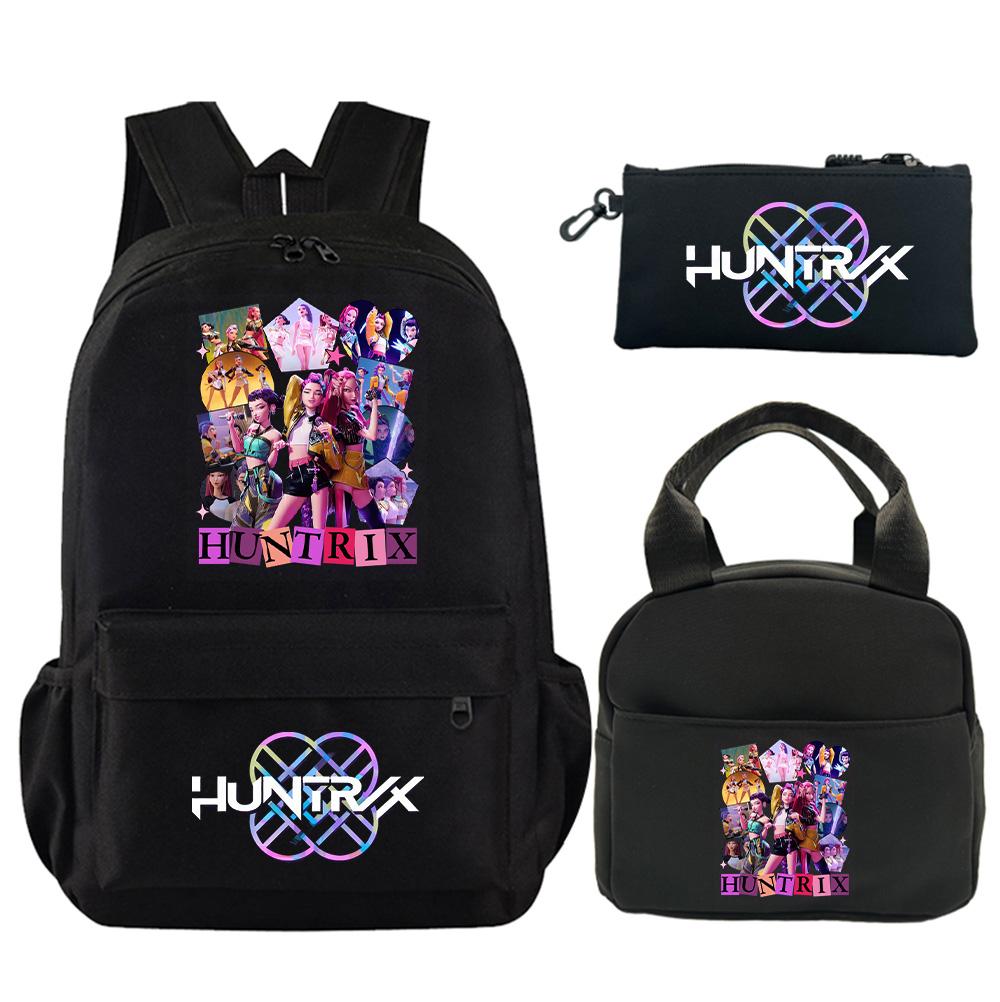 3Pcs/set Anime Demon Hunters Printed Backpack with Shoulder Bag Pencil Case for Student Boy Girl Schoolbag Large Capacity Waterproof Bookbag