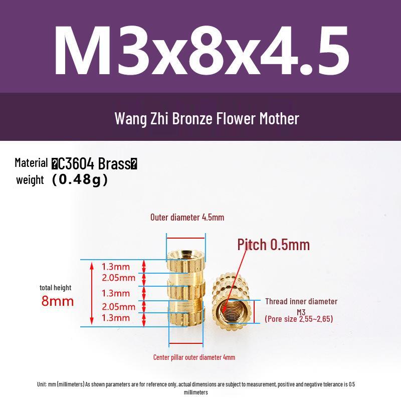 M1-M10 Knurled Brass Heat Insert Nut for Injection Molding