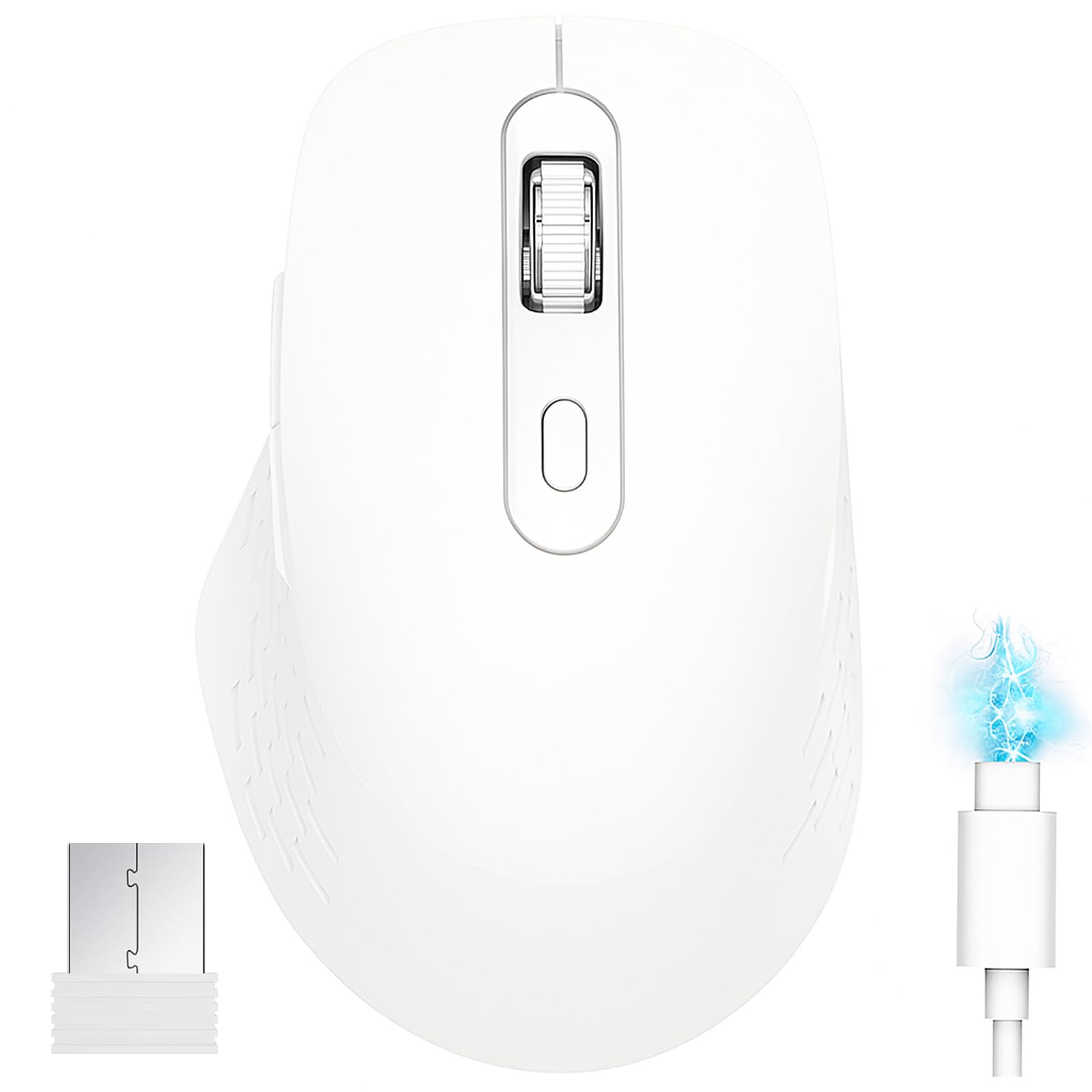 

Wireless Bluetooth 6 5 DPI 4000 Supports 3 Devices Comfortable Dual Compatible with iPad and ChromeOS Mouse, 5.2 + 2.4GHz, Quiet, Type-C Rechargeable,