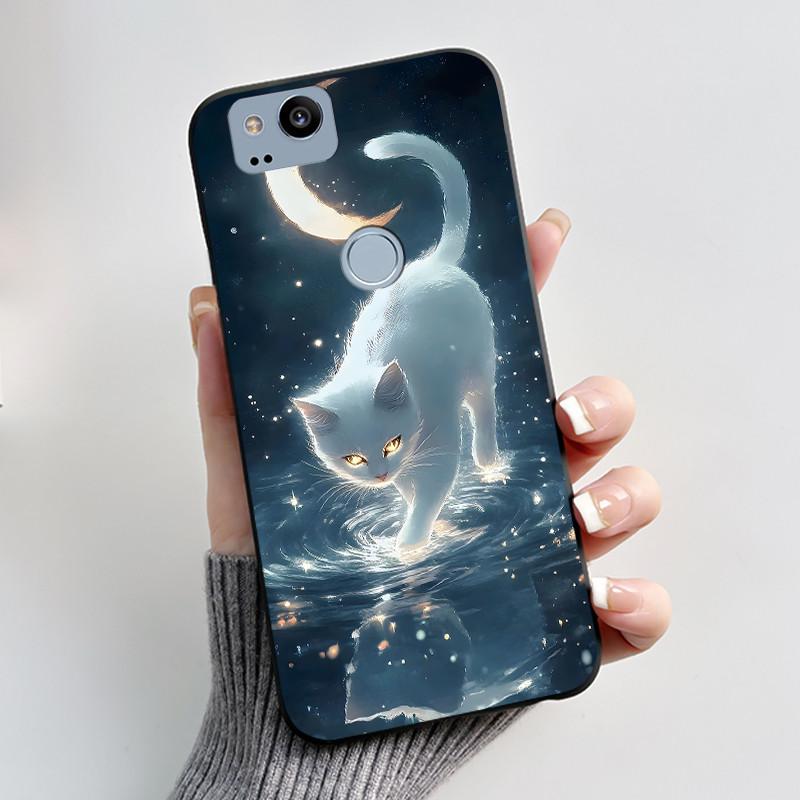 Cute Case For Google Pixel 2 / Pixel 2XL Printing Shell Pixel 1 XL Pixel1 Protective Cover Soft Silicone Cartoon Black Casing