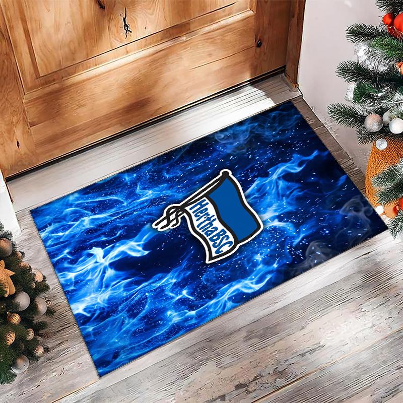 hertha bsc FC Soccer Football Pattern Soft Area Rug Non Slip Indoor Floor Carpet Sports Decor Mat for Bedroom