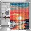 Beach Scenery Shower Curtain Bath Curtain Print Polyester Fabric Waterproof Bathroom Curtains With Hooks Bath Screen