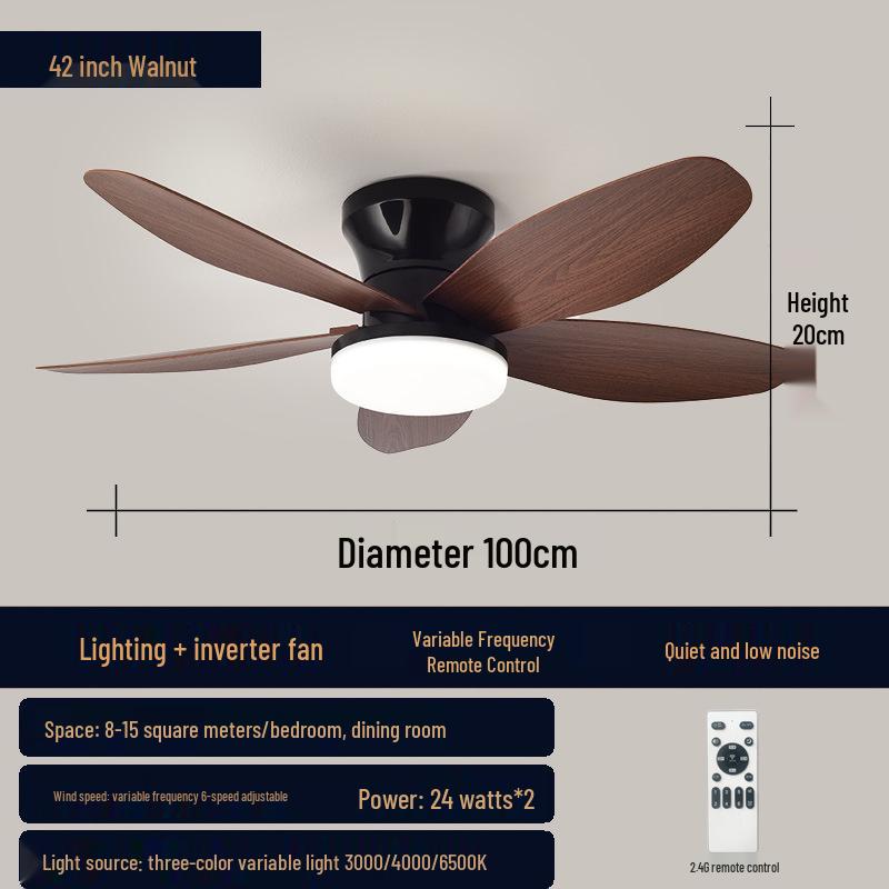Japanese-Style Silent Ceiling Fan Light for Bedrooms, Dining, and Living Rooms - Modern Adjustable Pendant Design