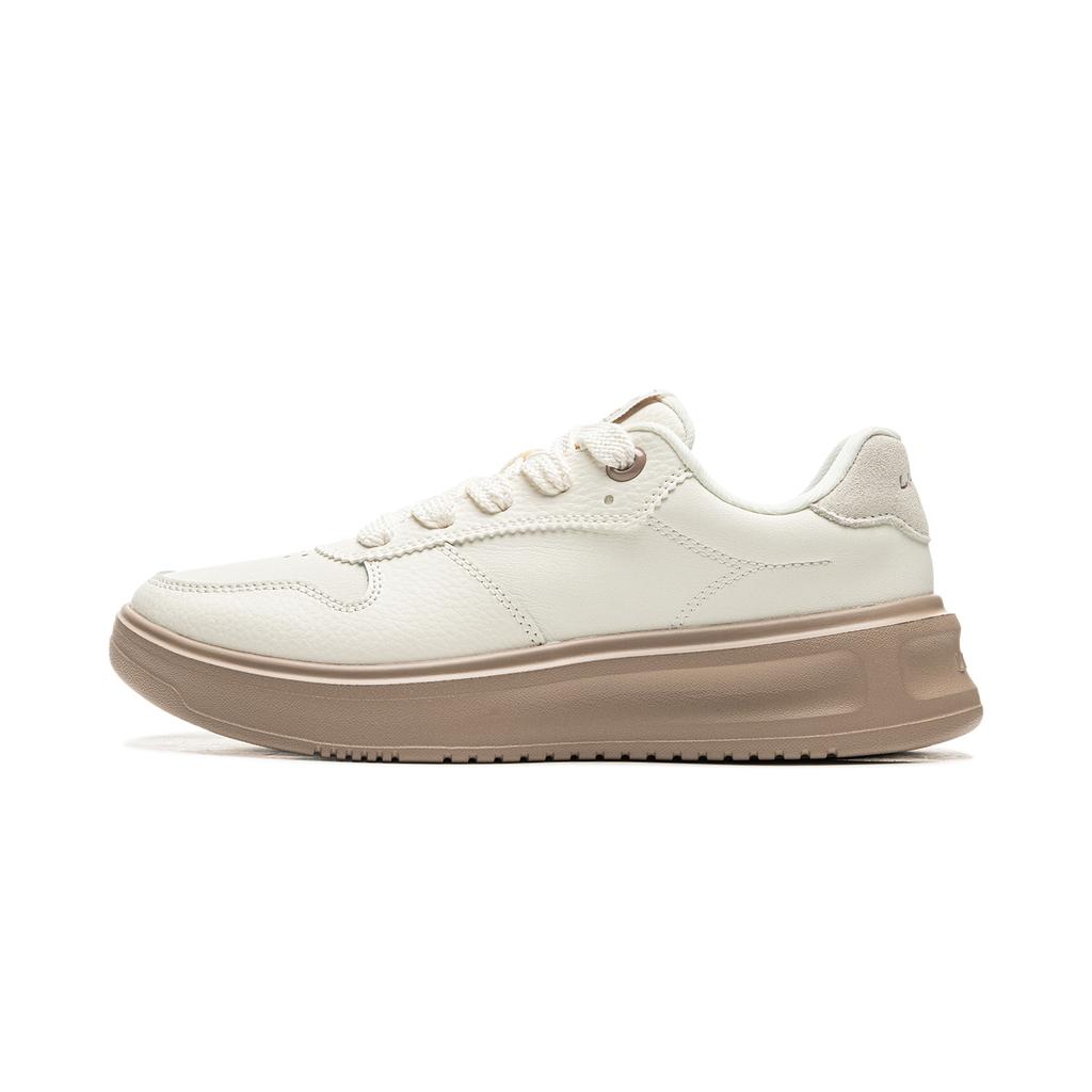 Li Ning Cloud Sky Casual Versatile Thick Sole Height Increasing Non-Slip Wear-Resistant Breathable Low-Top Skate Shoes Women sneaker White AGCU320-2