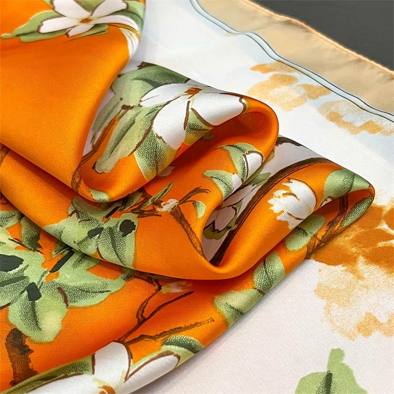 Luxury Printed Scarf, Silk Scarf, Floral Decoration, Small Tie, Hairband, Bag, Spring And Summer New Collection.