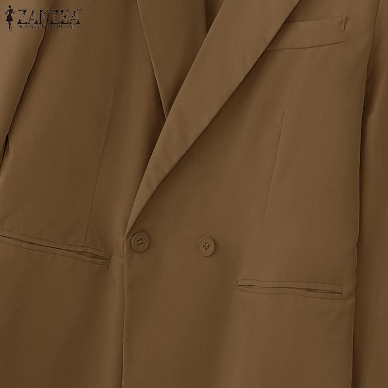 ZANZEA Damen Freizeit Revers Langarm Dünne Strickjacke Tops