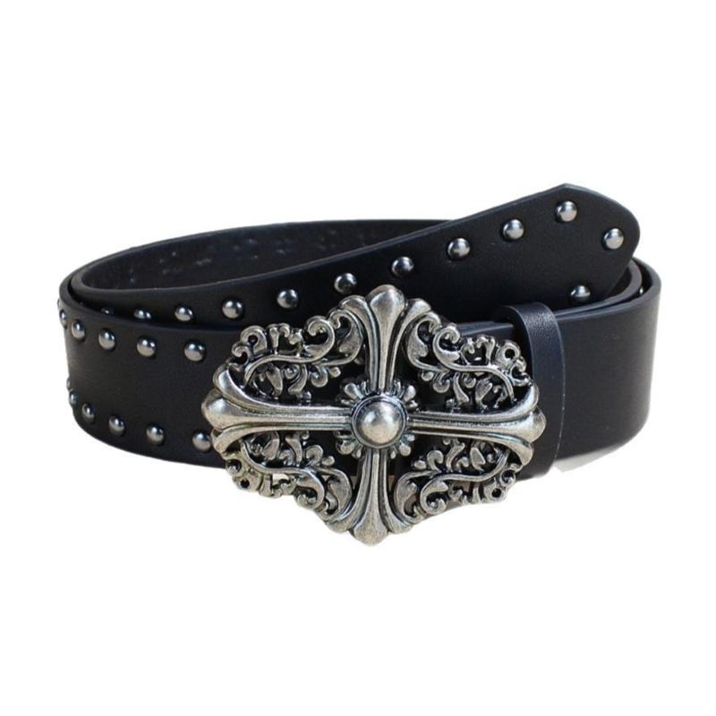 

90s Gothic Punk Waist Belt For Jeans Wide Waistband Retro Metal Clasp Design Retro Sash Adjustable Waist Accessory 1