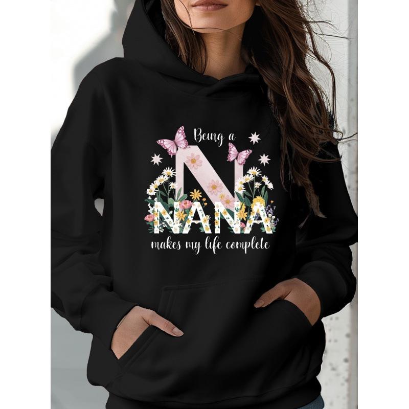 2025 Stylish European Long-Sleeve Letter Print Hoodie for Women - Casual Autumn/Winter Sweatshirt