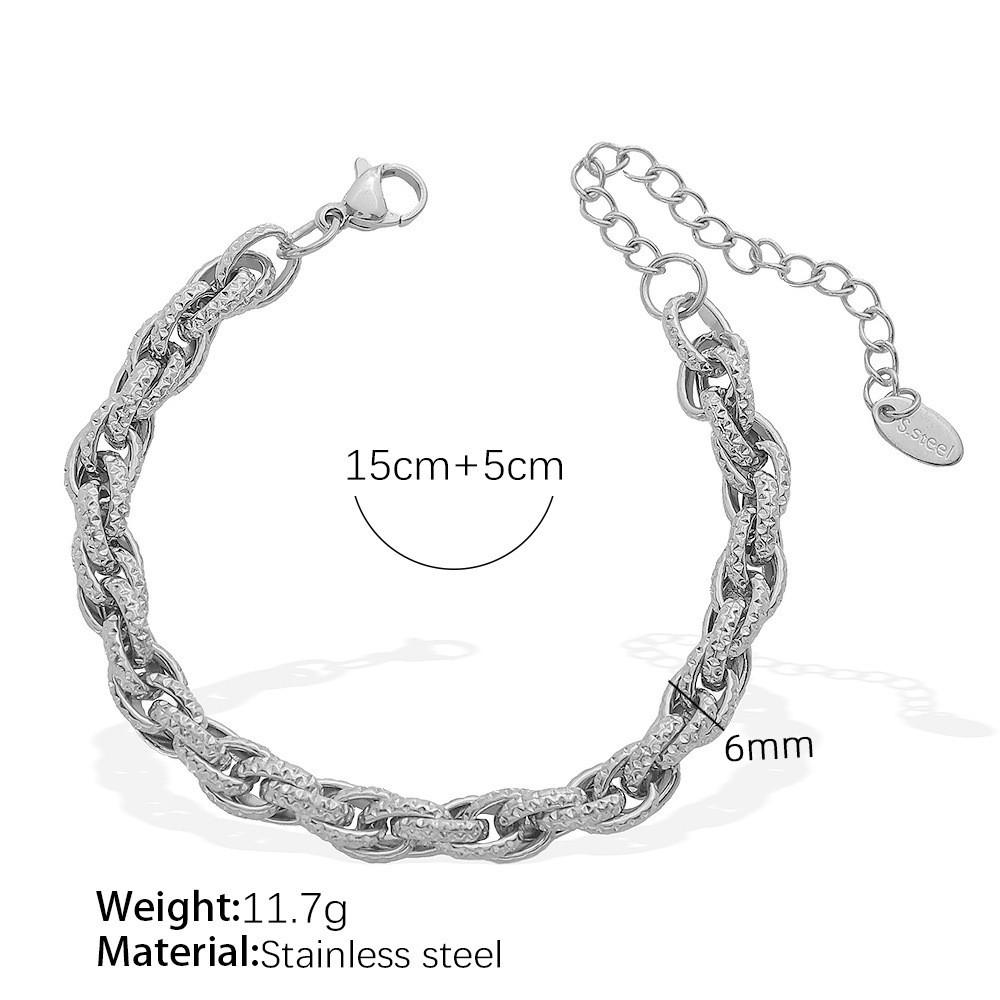 Trendy Embossed O-Chain Stainless Steel Bracelet - Simple, Fashionable Unisex Jewelry