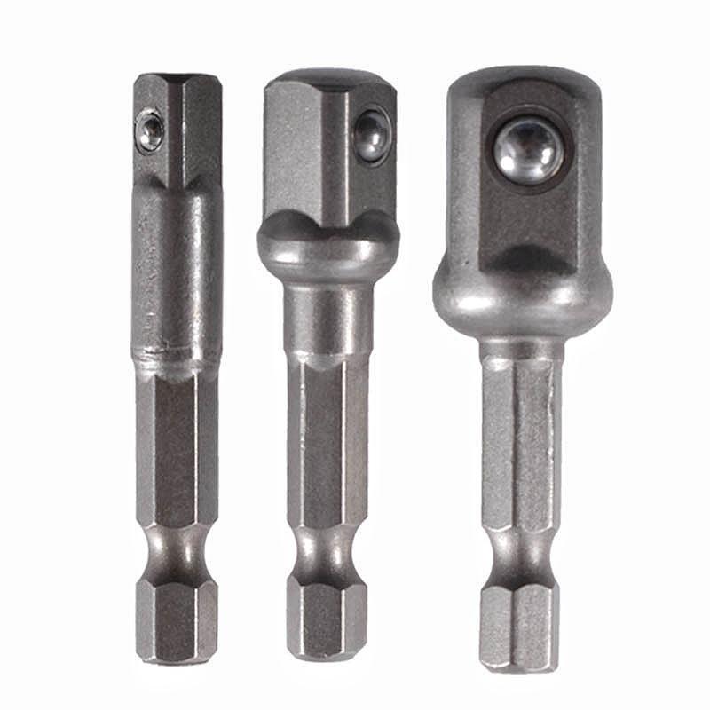 Chrome Vanadium Steel Socket Adapter Set Hex Shank 1/4" 3/8" 1/2" Extension Drill Bits Bar Set Power Tools TF003