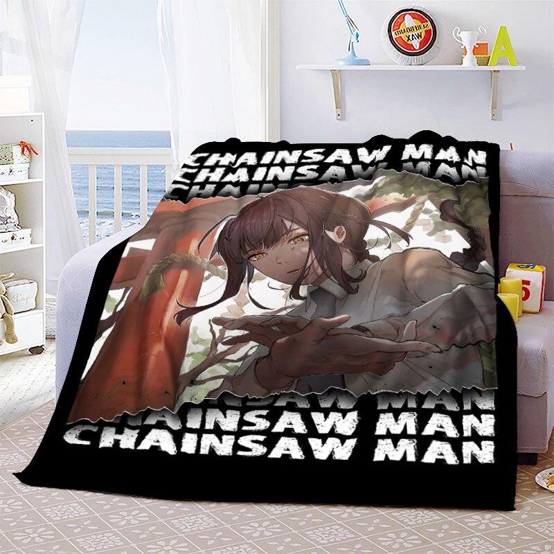 Makima Kawaii Girl Chainsaw Man Überwurfdecke Anime Schlafzimmer Sofabezug dünne Decke Halloween Weihnachtsgeschenk Home Room Decor
