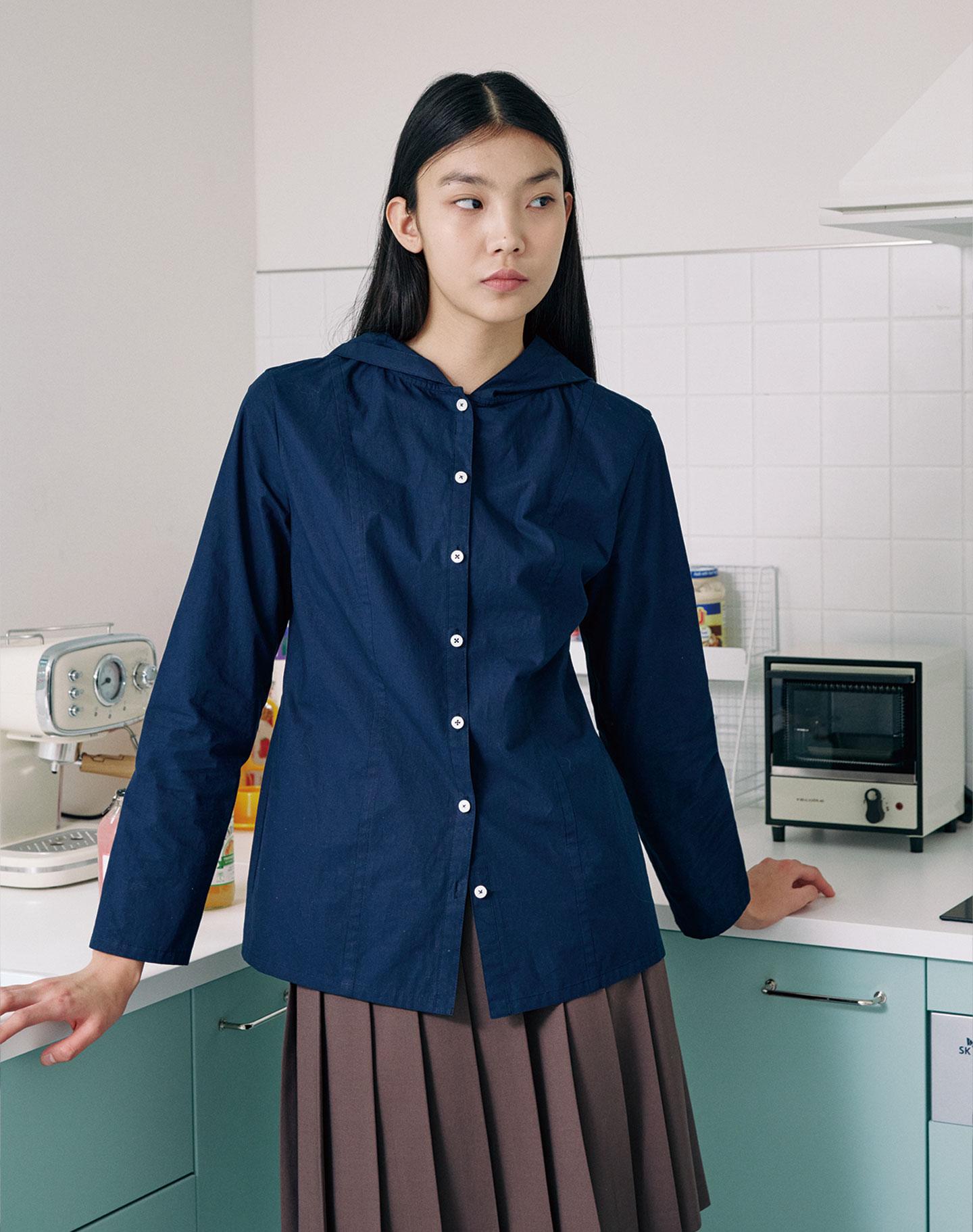 Henit Line Hoodie Shirt (Navy)