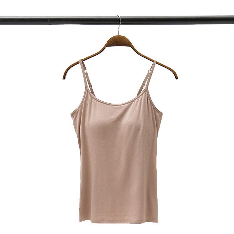 Modal Padded Wireless Camisole Vest with Integrated Bra for Women