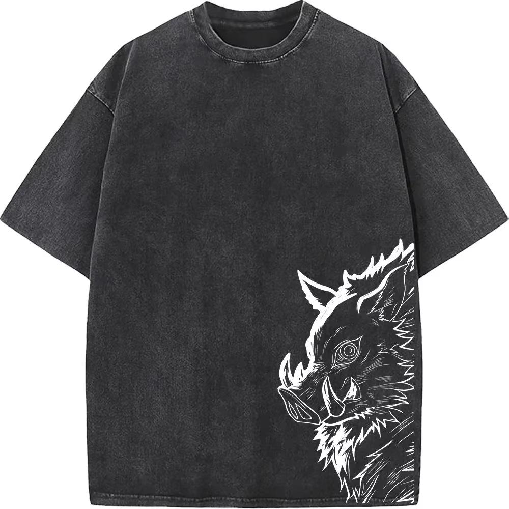 Y2k Demon Slayer Anime Unisex T Shirt Summer 2026 Cotton Loose Streetwear Vintage Wash Graphic Print Short Sleeve Tee Casual Tops