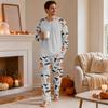 Men's Halloween Pajama Set Long Sleeve Round Neck Top and Pants Casual Comfortable Sleepwear