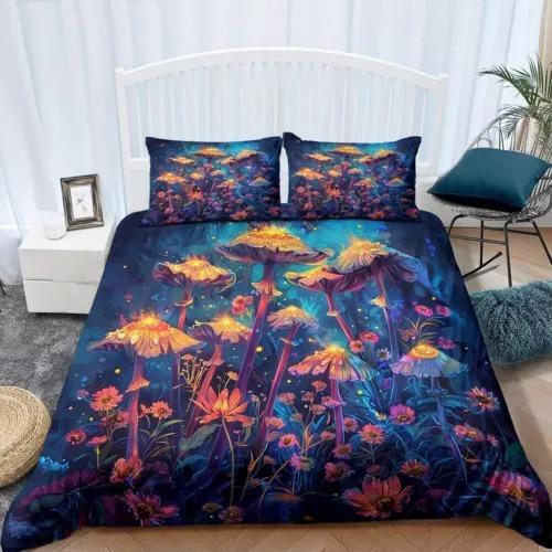 Psychedelic Mushrom Soft Duvet Cover Beding Set Decoration Gift Suitable for Children Young Boys Young Girls Plus Adult Peoples Soft Plus Breathable