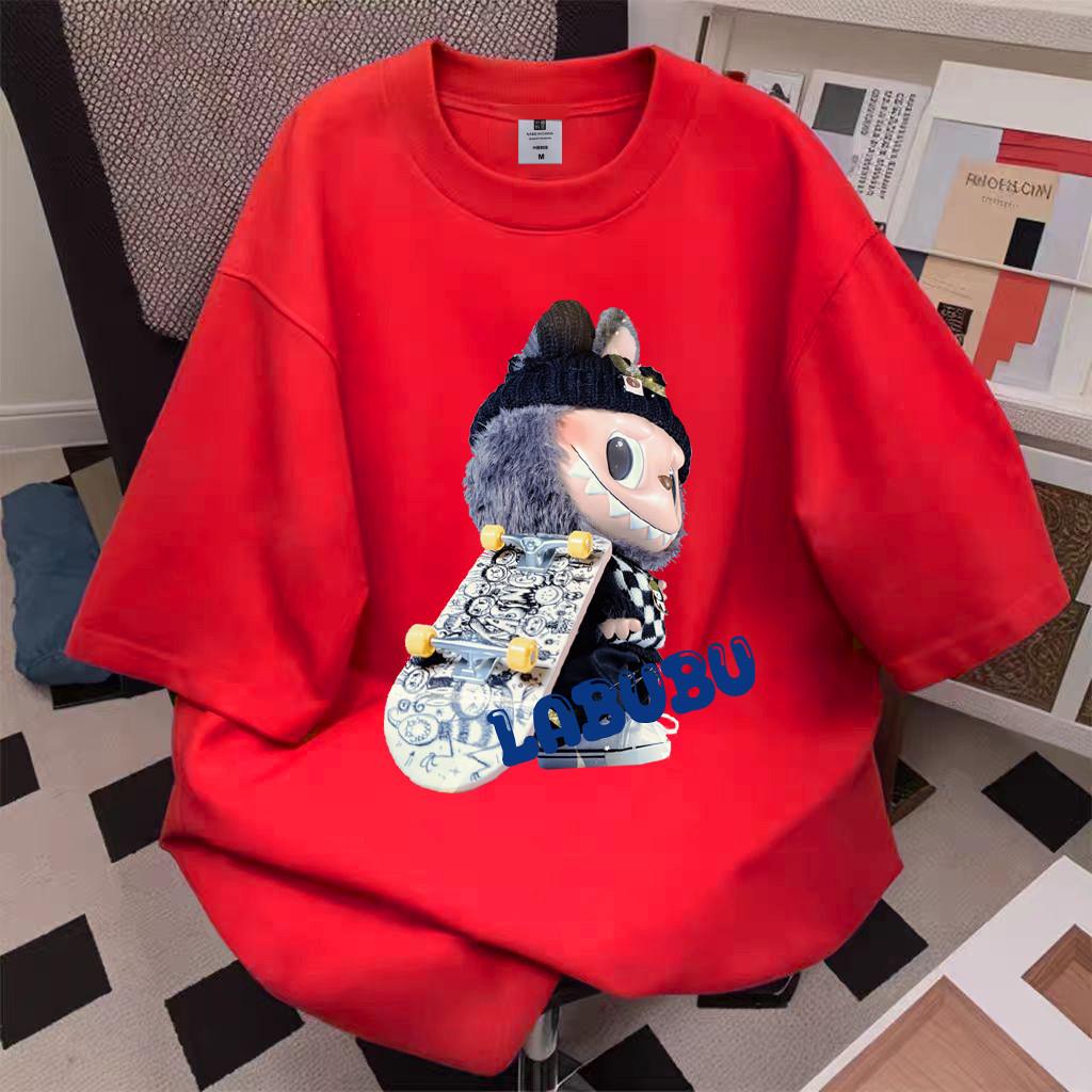 

Женская футболка с принтом LABUBU, с круглым вырезом, с короткими рукавами, модная, универсальная, в стиле скейтбординга LABUBU, летний повседневный уличный топ S