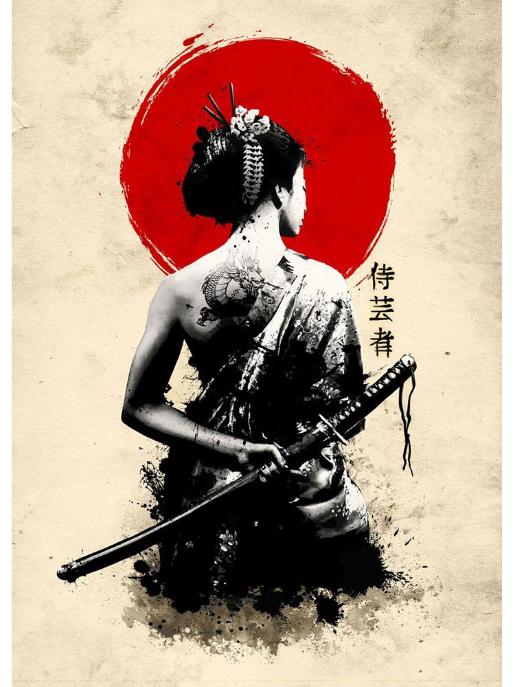Retro Japanese Samurai Posters Canvas Painting Japan Culture Wall Art Picture For Living Room Home Decoration Frameless
