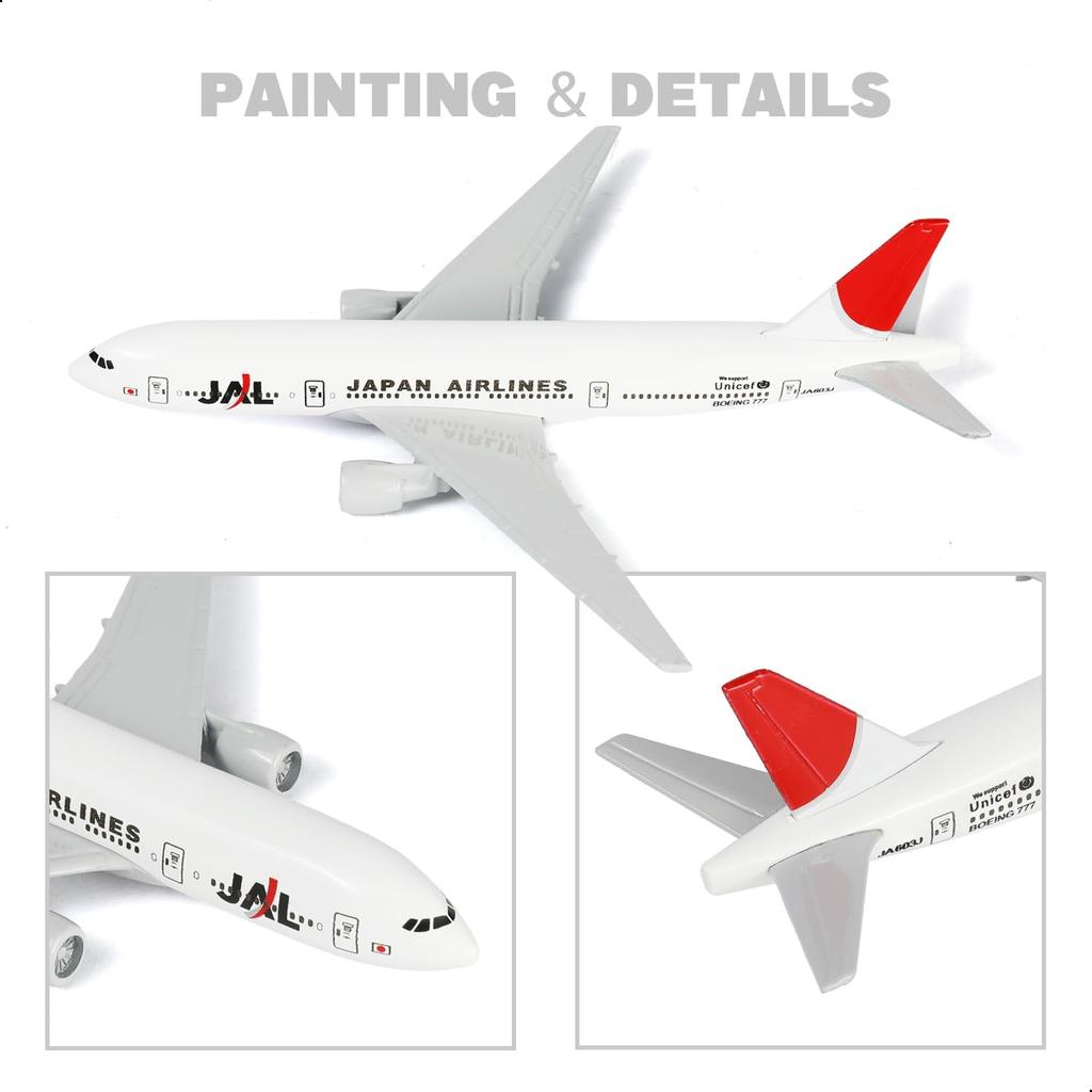 QIYUMOKE JAL Boeing 777 Airplane Japan Airlines Finished Plastic Stand Desktop Display Creative Passenger Aircraft Decoration 1/400 Model, 15.5cm,