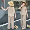 Mädchen Anzüge Sommer Bequem Ärmellos Outfits Weste + Weite Hosen 2-teiliges Kinder Set Lässig Kinderkleidung Trainingsanzug