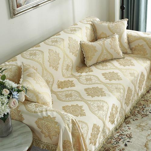 European Style Jacquard Sofa Towel with Tassels for Living Room, Decorative Slipcover, Dustproof, Luxury, 1 Pc