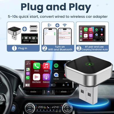 Dongle Wireless CarPlay 2-in-1 Adattatore Android Auto Cablato a Wireless AI Smart Box Sistemi Intelligenti per Auto Per Auto con CarPlay
