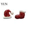 Cute Holiday Party Jewelry 1 Pair Christmas Stud Earrings, Sparkly Red Rhinestone Stocking for Women And Santa Hat Gifts Decorative Winter Earrings