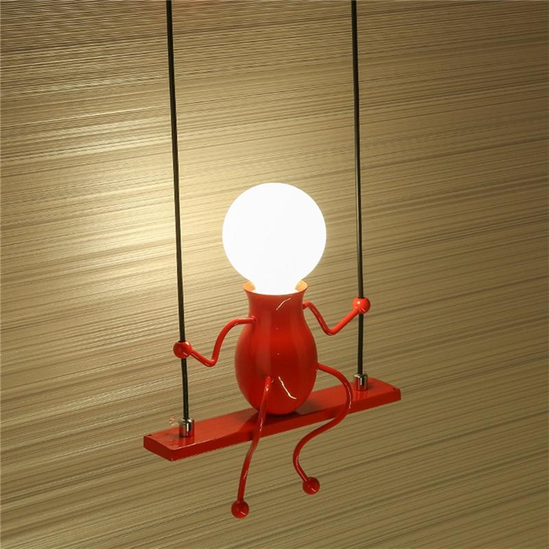 Kreative Humanoide LED Wandleuchte E27 Eisen Cartoon Kleiner Mann Schaukel Wandlampe Kunstdekor für Schlafzimmer Kinderzimmer Wandleuchte Beleuchtung