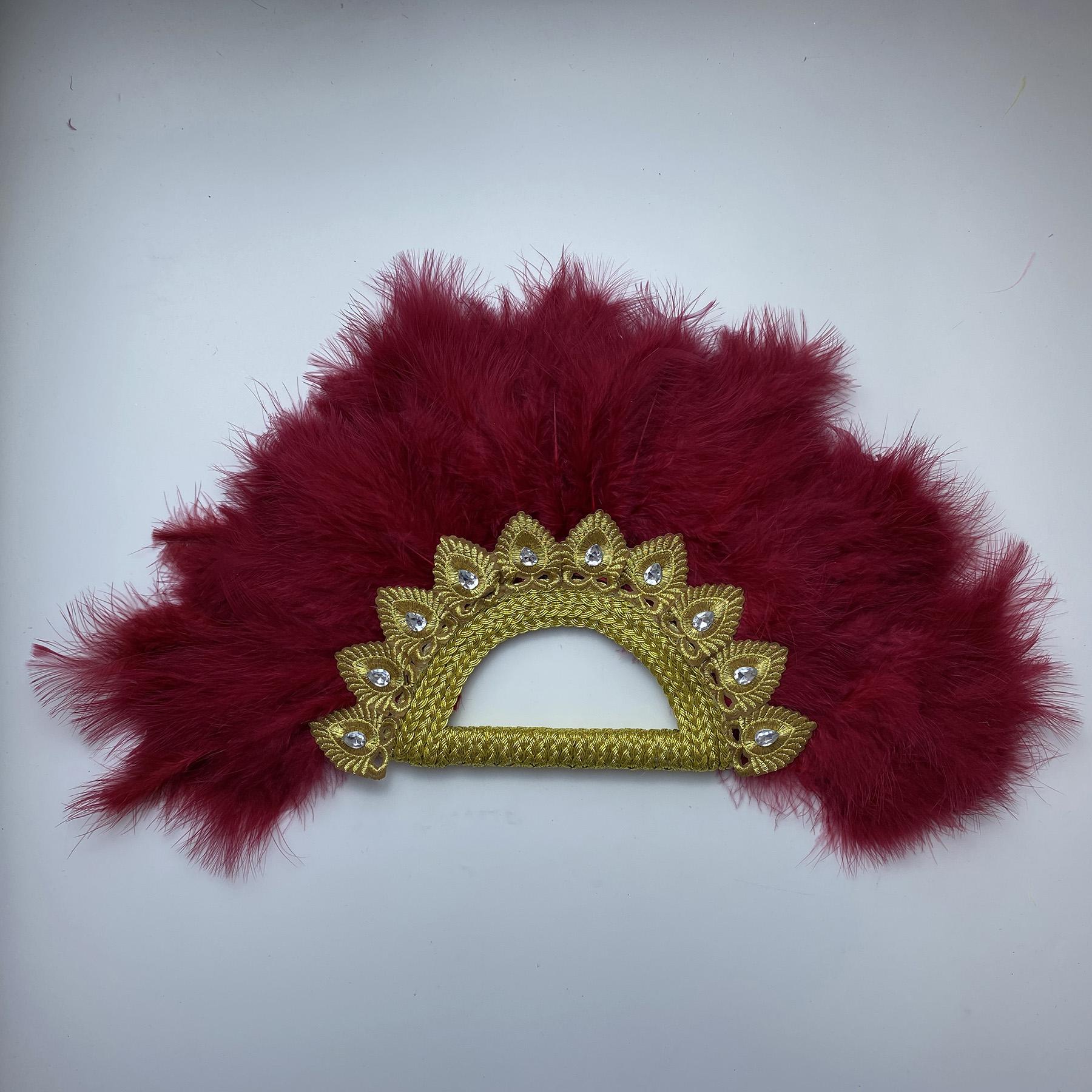 

Big Size African Blue Feather Fan for Ladies, Wedding Feather Fan for Bride, Double Side Feather, Nigerian Stones Dance Handfan 32CMX55CM