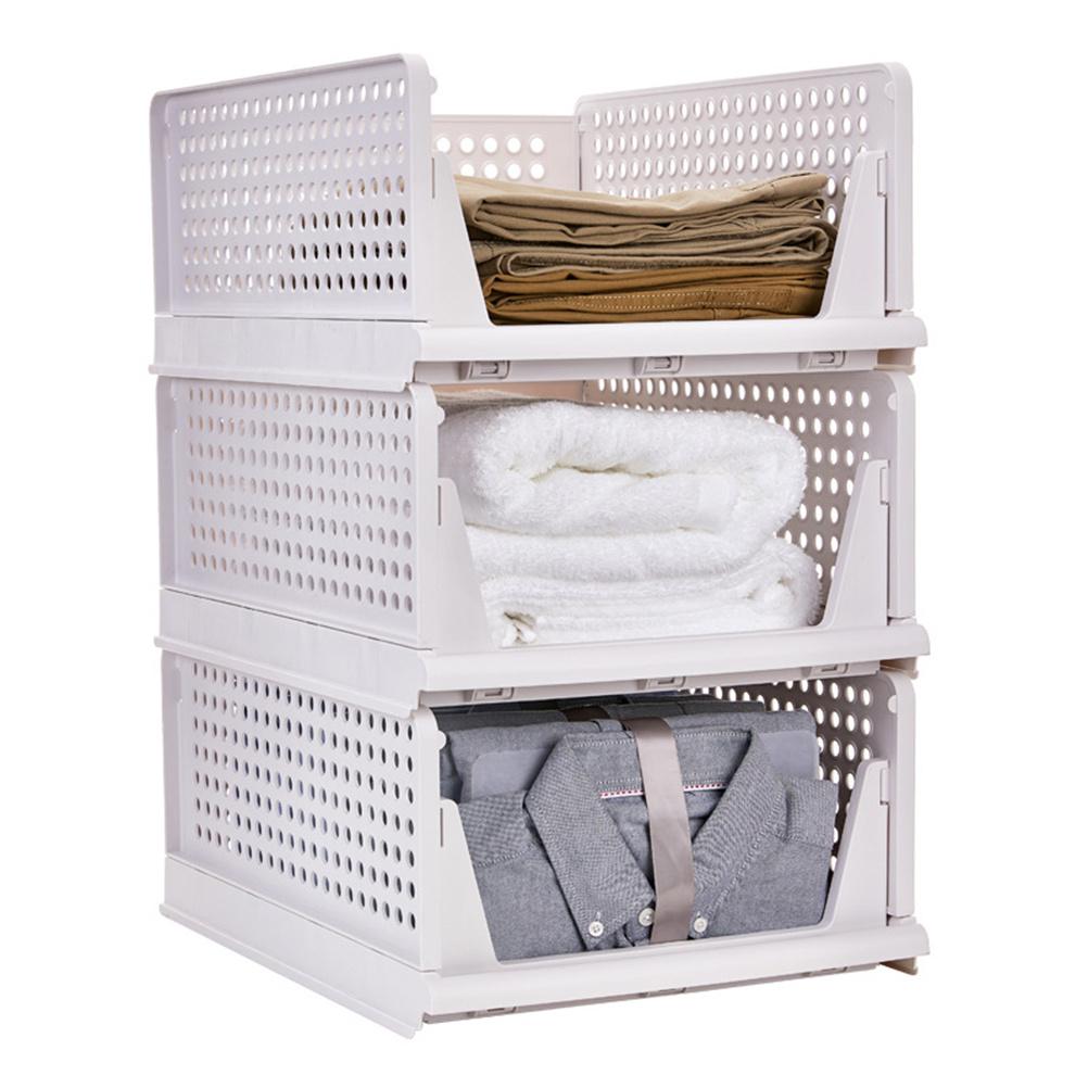 1Pcs 43x18x32.3cm Clothes Storage Box Drawer Style Folding Organizer Strong Ductile Material Easy Pull Out Non-Disturb Design