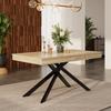 Tavolo da Pranzo Estensibile, 140/180*80 cm, adatto per 6-8 persone, forma rettangolare, piano tavolo ispessito, gambe in metallo, stile semplice, colore rovere
