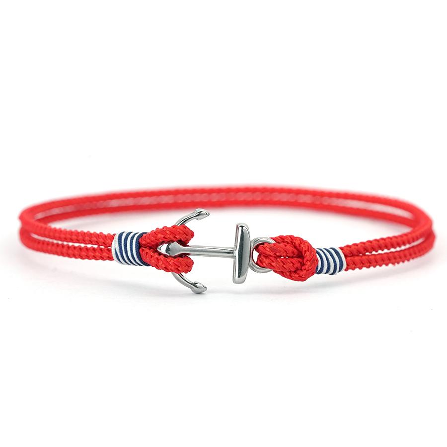 

Stylish Men Anchor Bracelet Stainless Steel Selected High Quality 2mm Braided Rope That Does Not Fade Or Deform Pulseria Homme червоний
