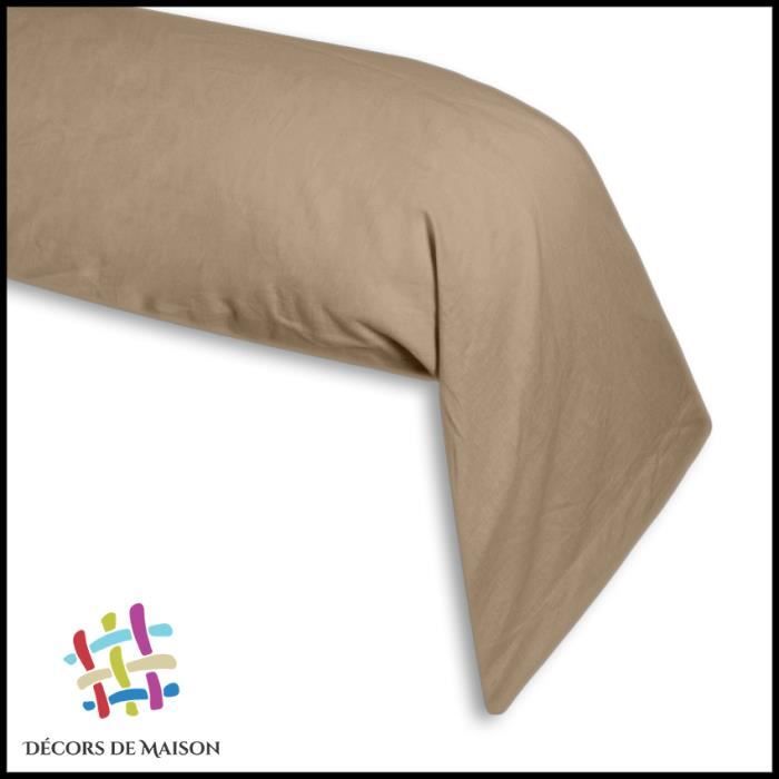 Taie de traversin en coton 45 x 185cm-Taupe-Décors De Maison