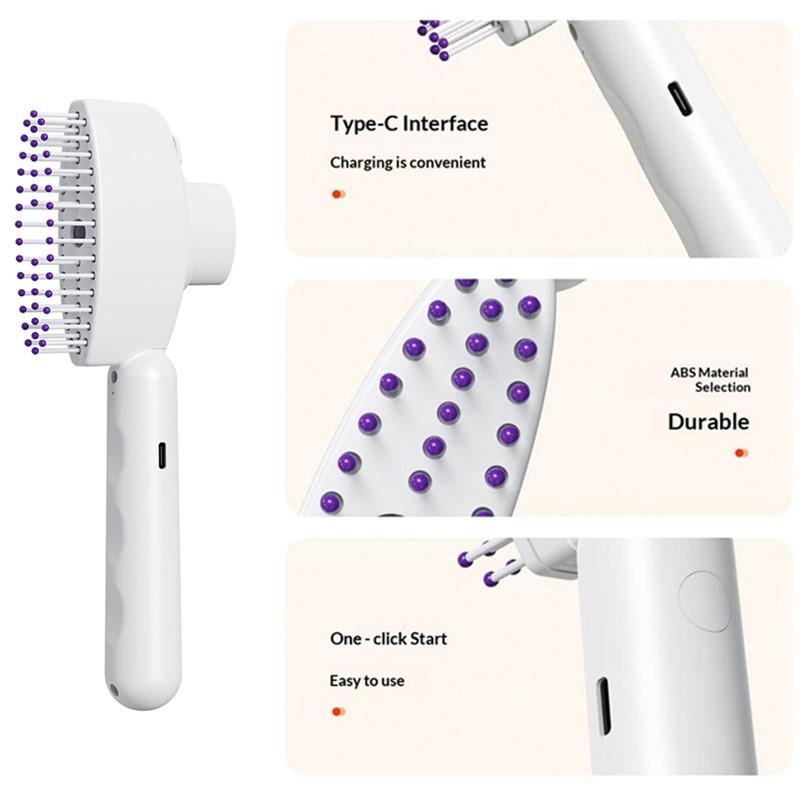 Rechargeable Electric Frizz Control Hair Brush Anti Static Steam Spray Massage Comb for Daily Hair Grooming