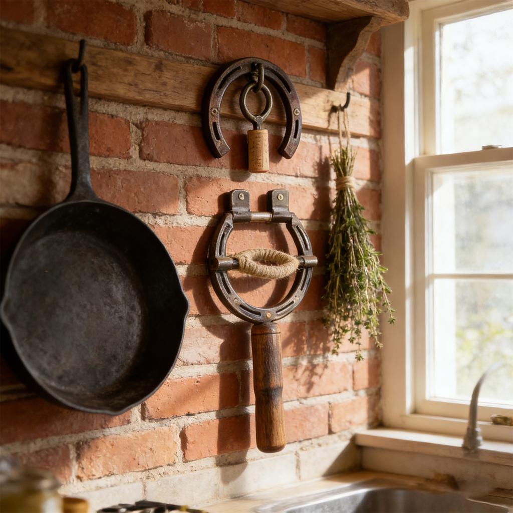 Bauernhaus Wandmontierter Flaschenöffner Hufeisenform Antikes Industrielles Dekorationsstück Außenbereich Terrassen Dekorationen