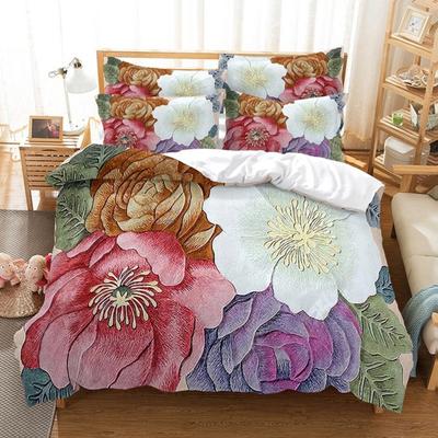 Rot Rosa Blume Floral Pflanze Bettdecke Bettwäscheset Neu 3D Druck Erwachsene Bettbezugsets Bettwäsche Geschenk Queen King Doppelgröße
