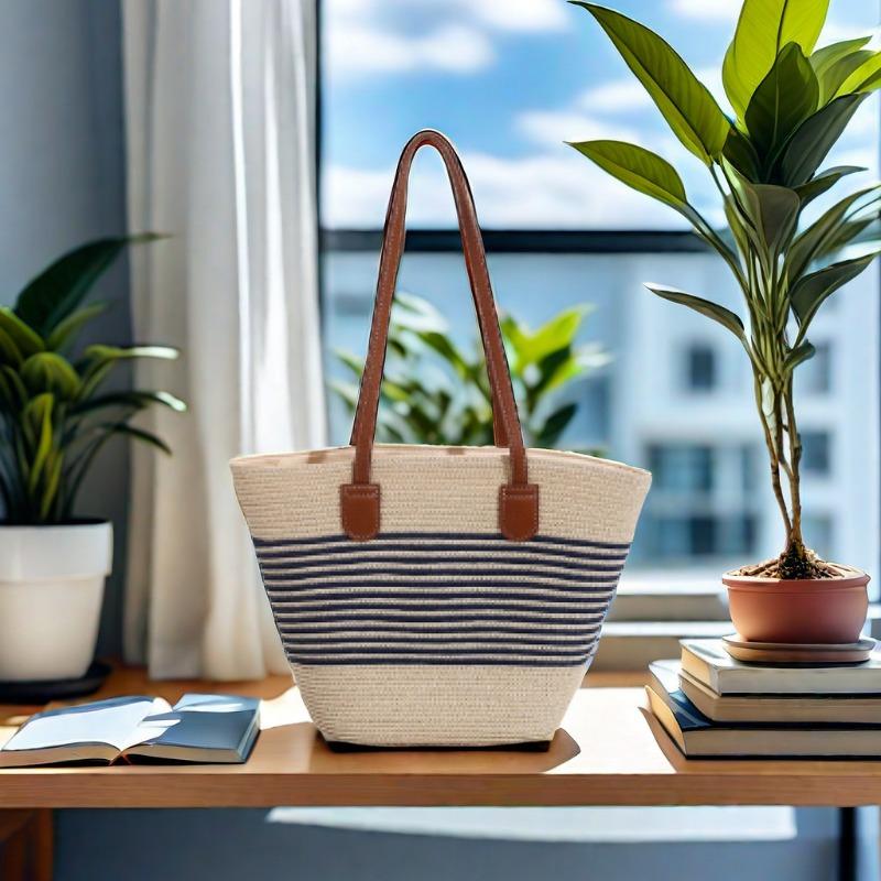 Strohtasche Damen Sommerwind neu Strand Meerseite Outdoor Urlaub Großraum Schultertasche