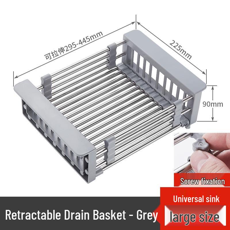 Stainless Steel Kitchen Sink Draining Basket for Fruit, Vegetable, and Dish Storage