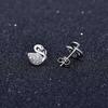 Simple Little Swan Earrings Flash Diamond Micro-set Zircon Female Student Popular Earrings Anti-allergic