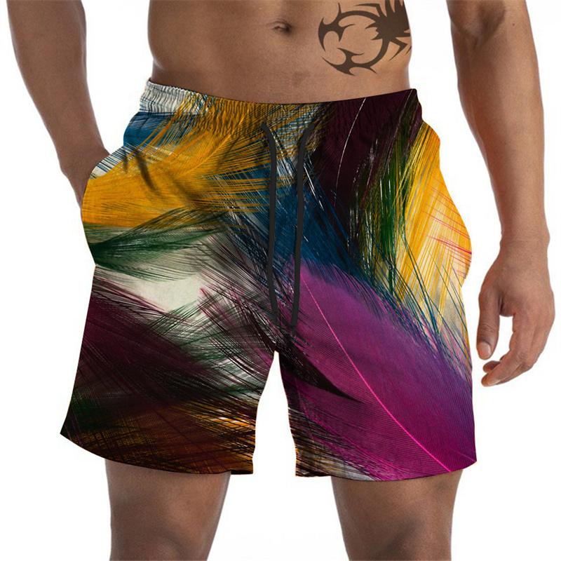Artistic Pigments Graphic Beach Shorts For Men Colorful Printed Board Shorts Summer Short Pants Loose Swim Trunks