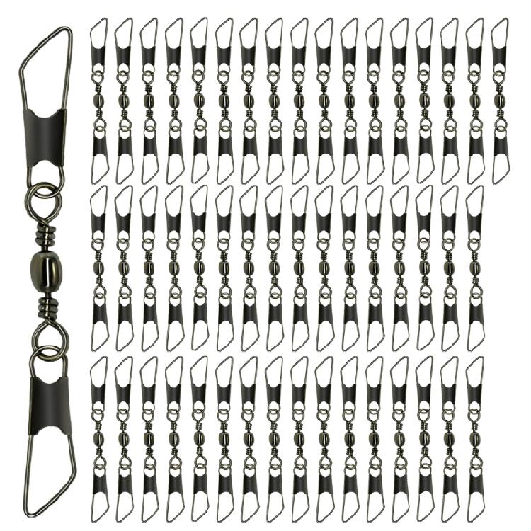 

50pcs Fishing Tackle Accessories Swivels with Double Safety Snaps and Pin Bearing Rolling Swivels 10