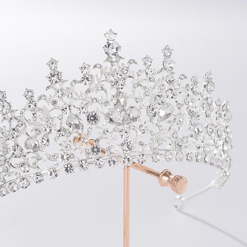 Барокко Серебряный Цвет Кристалл Свадебные Диадемы Корона Стразы Драгоценная Диадема — фото 2
