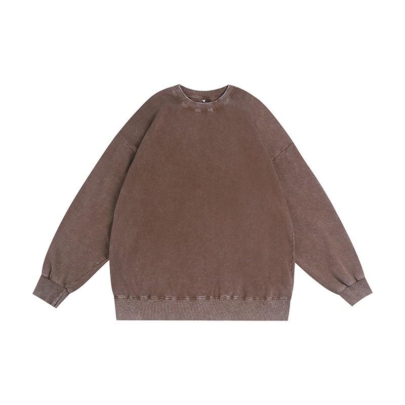 Übergroßes gewaschenes Vintage-Baumwoll-Sweatshirt Unisex lockere Passform Rundhalsausschnitt Langarm Streetwear