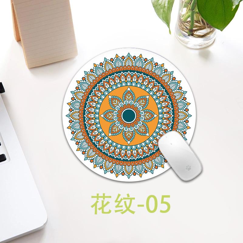 Ethnic Style Pattern Round Small Creative Thickened Mouse Pad Keyboard Pad Office Cup Table Mat Production