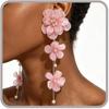 Long Flower Dangle Earrings for Women Red Black White Hot Pink Floral Drop Earrings Exaggerated Oversized Flower Statement Earring Rose Petal Large