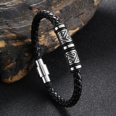 Viking Bracelet Men Leather Bracelet Compass Wristband Norse Runes Amulet Mythology Jewelry Gifts