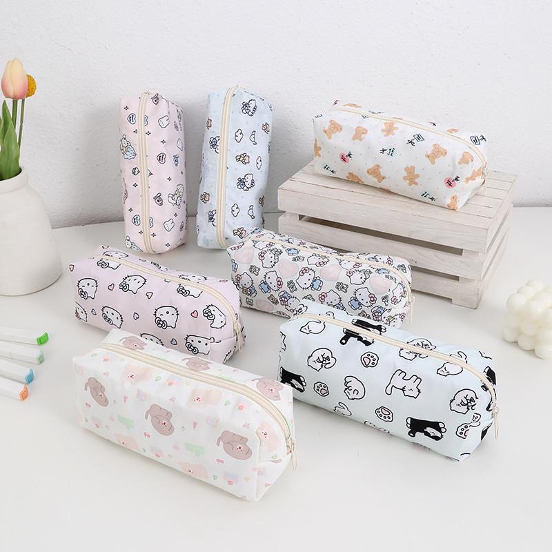 Cartoon Print Pencil Case With Large Capacity For Students And Makeup Storage