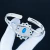 Sleeping Beauty Turquoise Gemstone Handmade Cuff Bangle 925 Sterling Silver Cuff Bangle, Turquoise Flower Shape Bracelet For Wife, Unisex Bangle