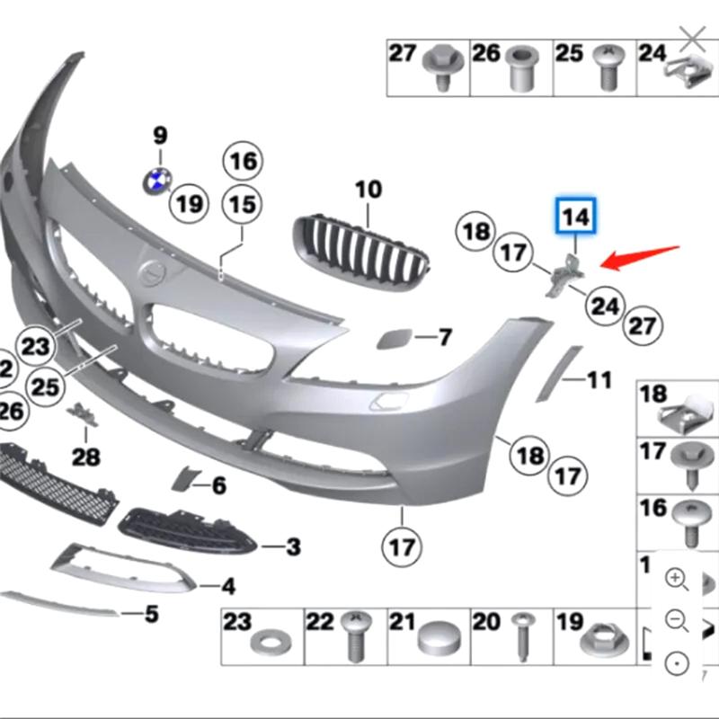 New!Front Bumper Retainer Bracket Holder Bumper Bracket For BMW E89 Z4 2009-2016 Parts Accessories Left Side 51117192157 black Left