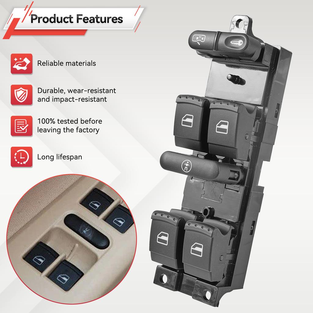 Power Window Control Switch Button 9PINS FOR Volkswagen Bora Jetta VW Golf MK4 Passat B5 Seat Leon Toledo 1J4959857A 1J4959857D